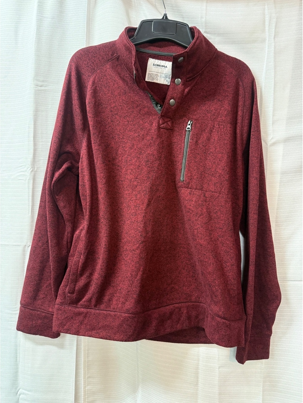 Sonoma Men's XL Burgundy Polyester Pullover Sweatshirt